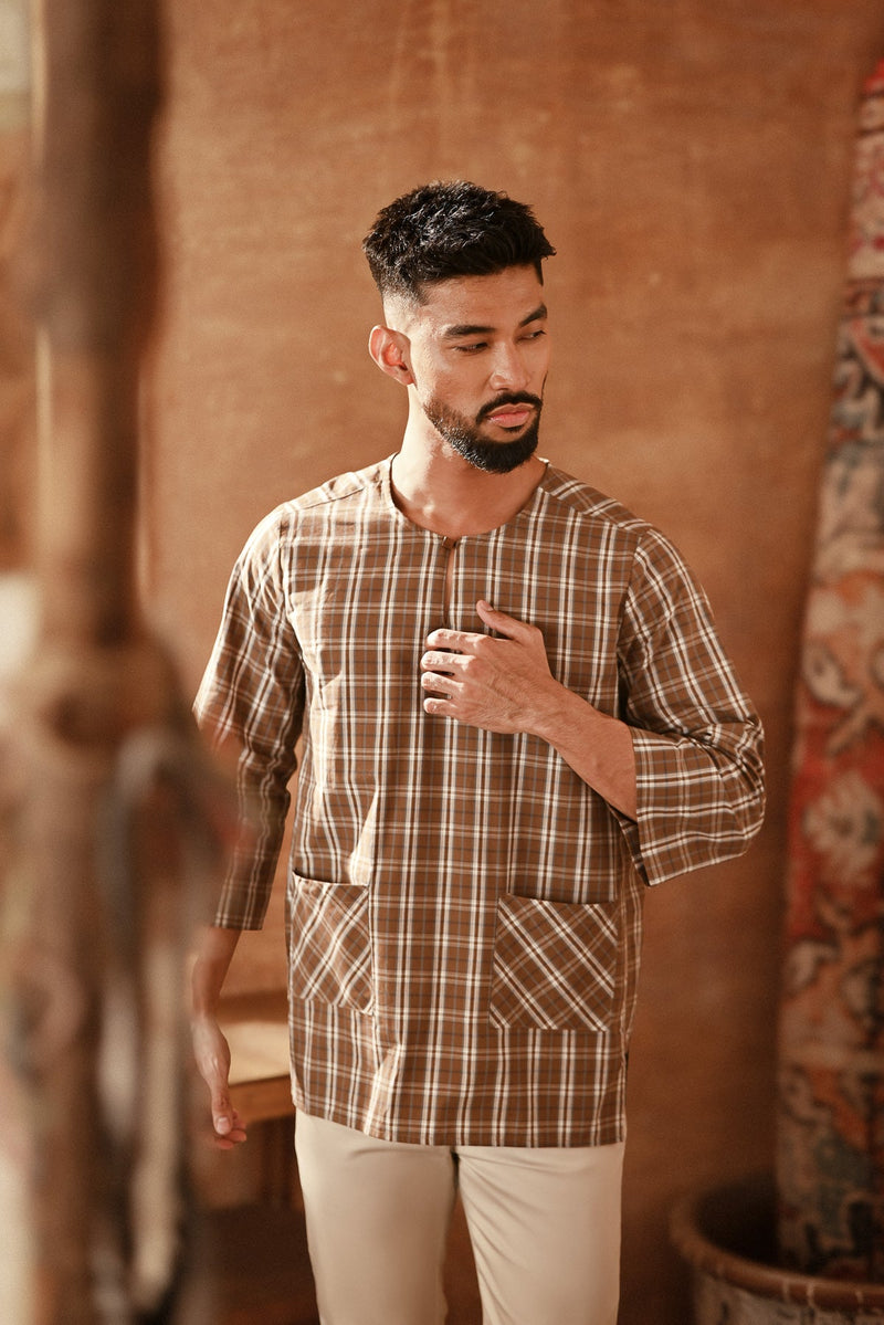 The Asal Kita Men 3/4 Sleeve Kurta - Moss Square