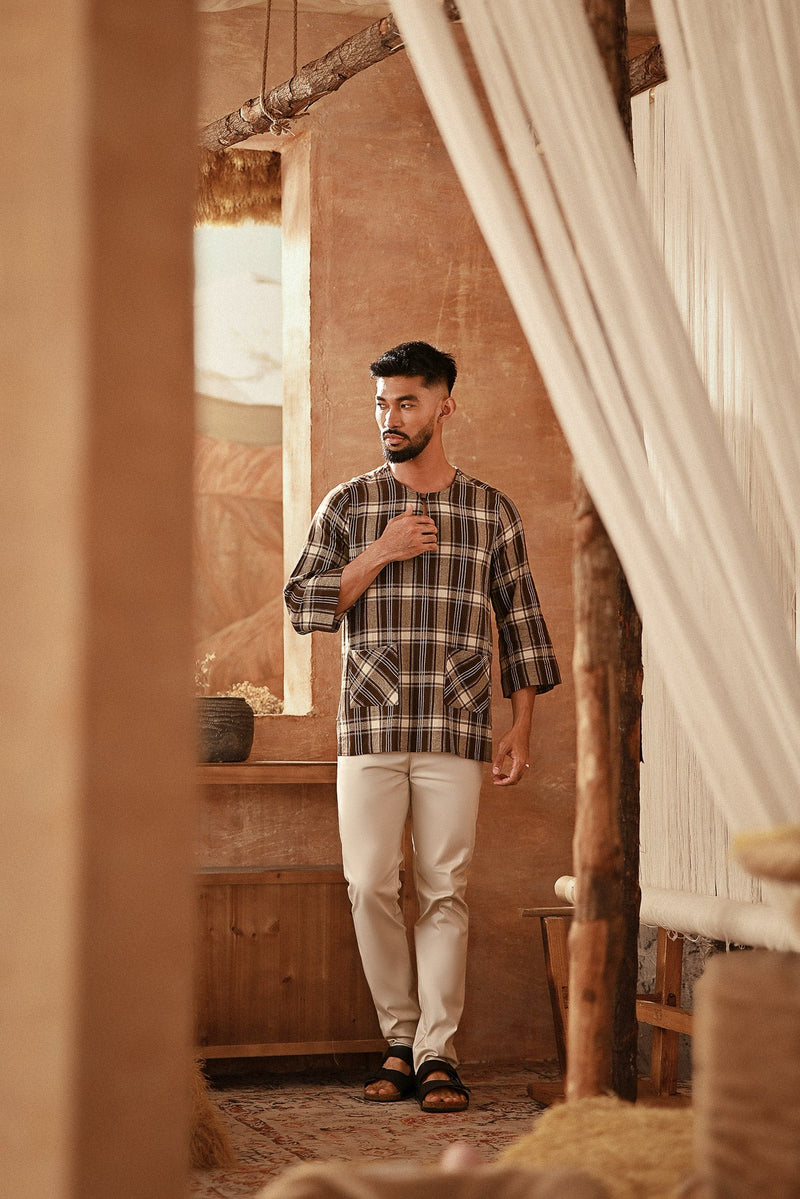 The Asal Kita Men 3/4 Sleeve Kurta - StitchBound