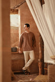 The Asal Kita Men 3/4 Sleeve Kurta - Brick Canvas