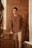 The Asal Kita Men 3/4 Sleeve Kurta - Brick Canvas