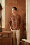 The Asal Kita Men 3/4 Sleeve Kurta - Brick Canvas