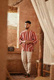 The Asal Kita Men 3/4 Sleeve Kurta - Rouge Prestige
