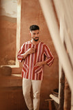 The Asal Kita Men 3/4 Sleeve Kurta - Rouge Prestige