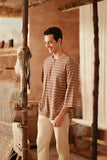 The Asal Kita Men 3/4 Sleeve Kurta - Sienna Plaid