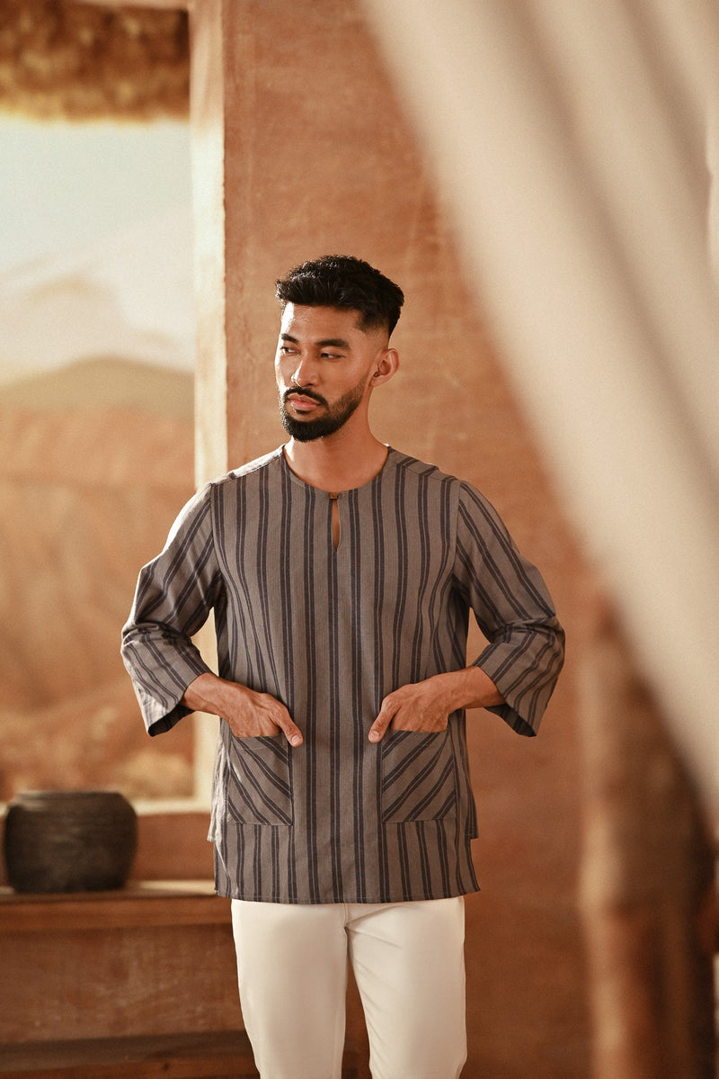 The Asal Kita Men 3/4 Sleeve Kurta - NightTwin