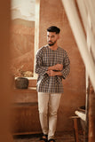 The Asal Kita Men 3/4 Sleeve Kurta - Stone Canvas