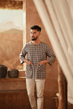 The Asal Kita Men 3/4 Sleeve Kurta - Stone Canvas