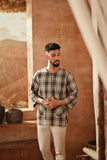 The Asal Kita Men 3/4 Sleeve Kurta - Blue Tartan