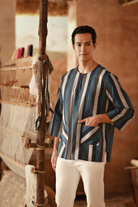 The Asal Kita Men 3/4 Sleeve Kurta - Oceana