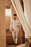 The Asal Kita Men 3/4 Sleeve Kurta - Creamish Plus