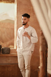 The Asal Kita Men 3/4 Sleeve Kurta - Creamish Plus