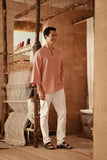 The Asal Kita Men 3/4 Sleeve Kurta - Peach Grain