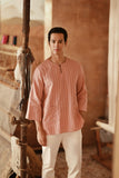 The Asal Kita Men 3/4 Sleeve Kurta - Peach Grain