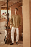 The Asal Kita Men 3/4 Sleeve Kurta - Oat Grain