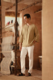 The Asal Kita Men 3/4 Sleeve Kurta - Oat Grain