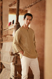 The Asal Kita Men 3/4 Sleeve Kurta - Oat Grain