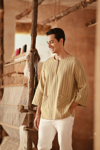 The Asal Kita Men 3/4 Sleeve Kurta - Oat Grain