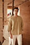 The Asal Kita Men 3/4 Sleeve Kurta - Oat Grain
