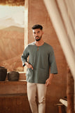 The Asal Kita Men 3/4 Sleeve Kurta - Green Regal