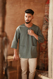 The Asal Kita Men 3/4 Sleeve Kurta - Green Regal