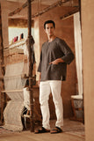 The Asal Kita Men 3/4 Sleeve Kurta - Linea Steel