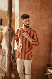The Asal Kita Men 3/4 Sleeve Kurta - Sunset Wideframe