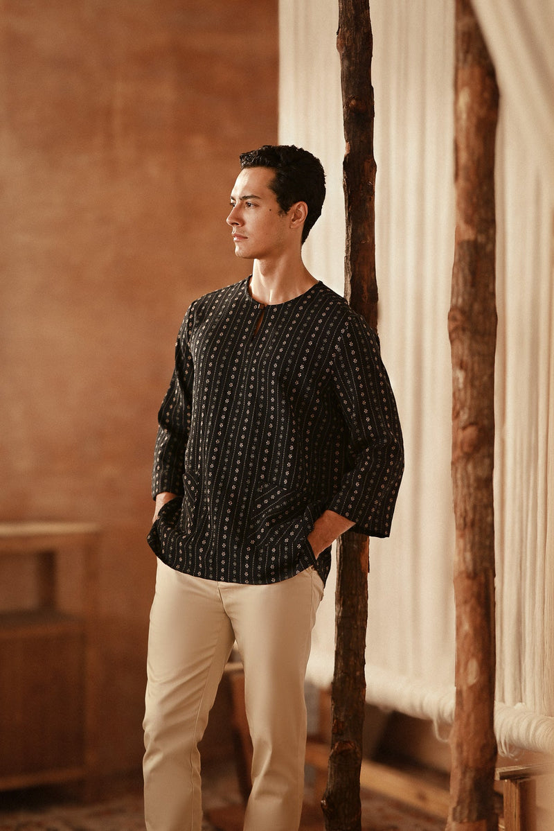 The Asal Kita Men 3/4 Sleeve Kurta - Bloom Line