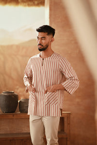 The Asal Kita Men 3/4 Sleeve Kurta - Peanut Regal