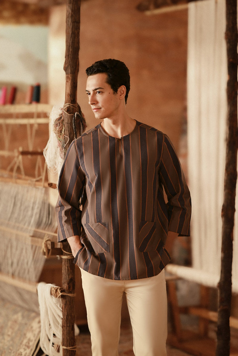 The Asal Kita Men 3/4 Sleeve Kurta - Dusk Wideframe