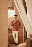 The Asal Kita Men 3/4 Sleeve Kurta - Auburn Finebox