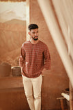 The Asal Kita Men 3/4 Sleeve Kurta - Auburn Finebox