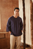 The Asal Kita Men 3/4 Sleeve Kurta - Navy Plus