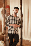 The Asal Kita Men 3/4 Sleeve Kurta - Vintage Grid