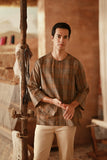 The Asal Kita Men 3/4 Sleeve Kurta - Pecan Tartan
