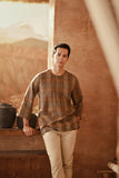 The Asal Kita Men 3/4 Sleeve Kurta - Pecan Tartan