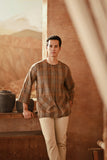 The Asal Kita Men 3/4 Sleeve Kurta - Pecan Tartan