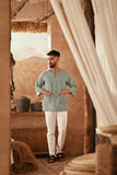 The Asal Kita Men 3/4 Sleeve Kurta - Mintgrid