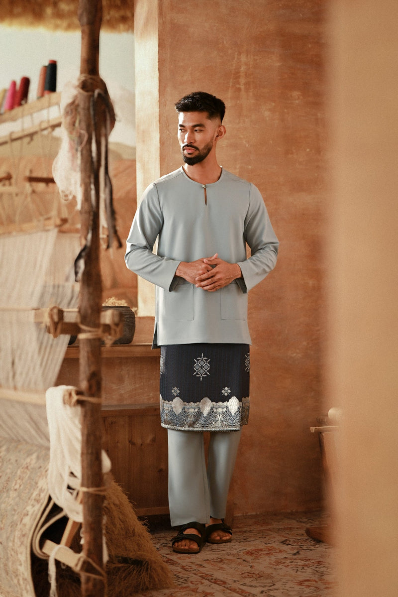 The Asal Kita Men Baju Melayu Teluk Belanga - Silver Blue