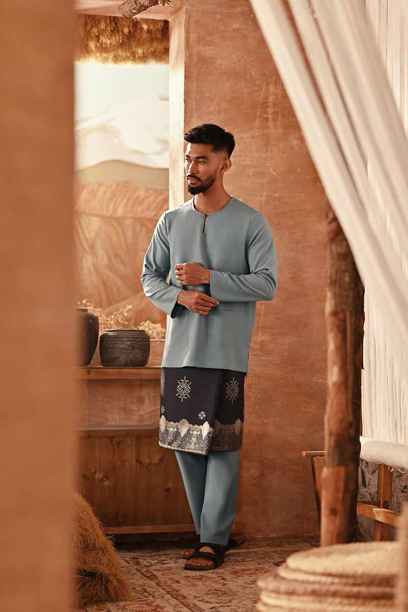 The Asal Kita Men Baju Melayu Teluk Belanga - Silver Blue