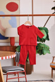 The Akari Babies Kurta - Crimson Red