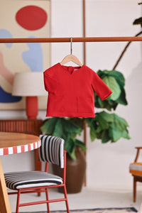 The Akari Babies Kurta - Crimson Red