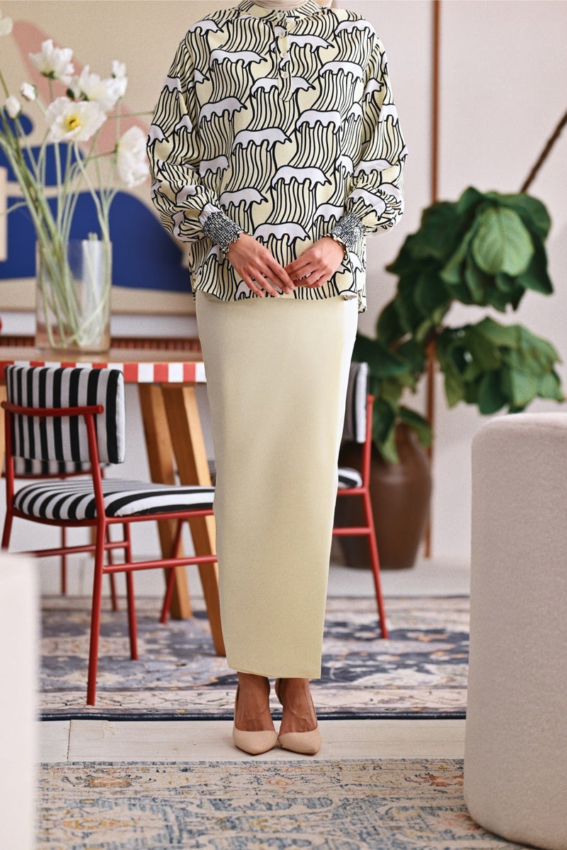 The Akari Women Folded Skirt - Baby Yellow