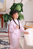 The Akari Puffora Blouse - Pink Stripe