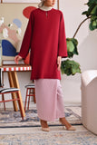 The Akari Women Folded Skirt - Maroon Stripe