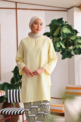 The Akari Women Nyaman Kurung Top - Yellow Stripe