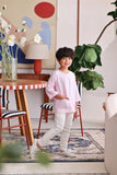 The Akari 3/4 Sleeve Kurta - Pink Stripe