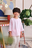 The Akari 3/4 Sleeve Kurta - Pink Stripe