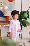 The Akari 3/4 Sleeve Kurta - Pink Stripe