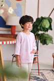 The Akari 3/4 Sleeve Kurta - Pink Stripe