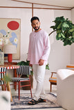 The Akari Men Kurta - Pink Stripe